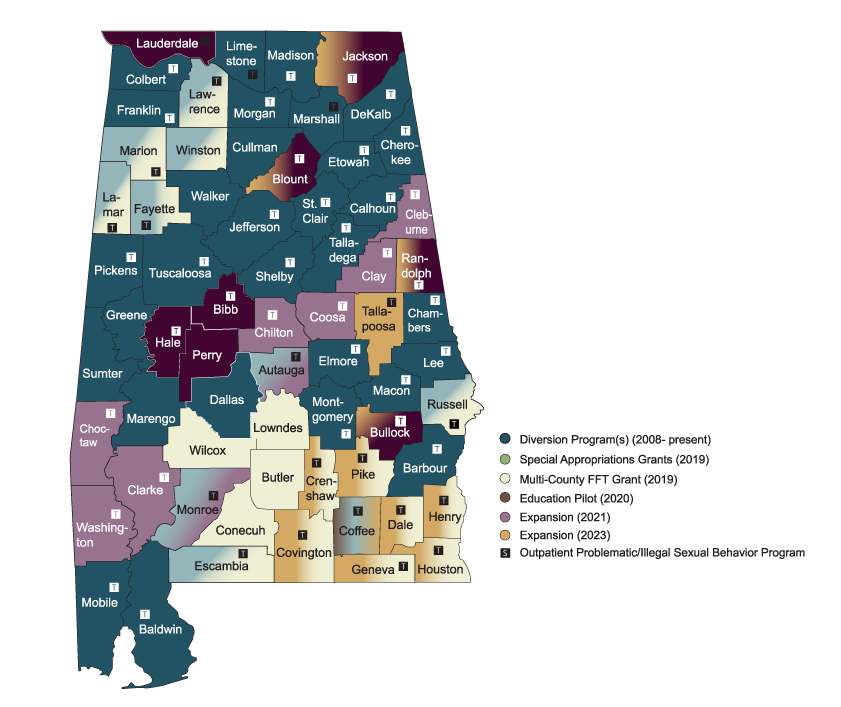 Diversion Grant location by County in Alabama Map