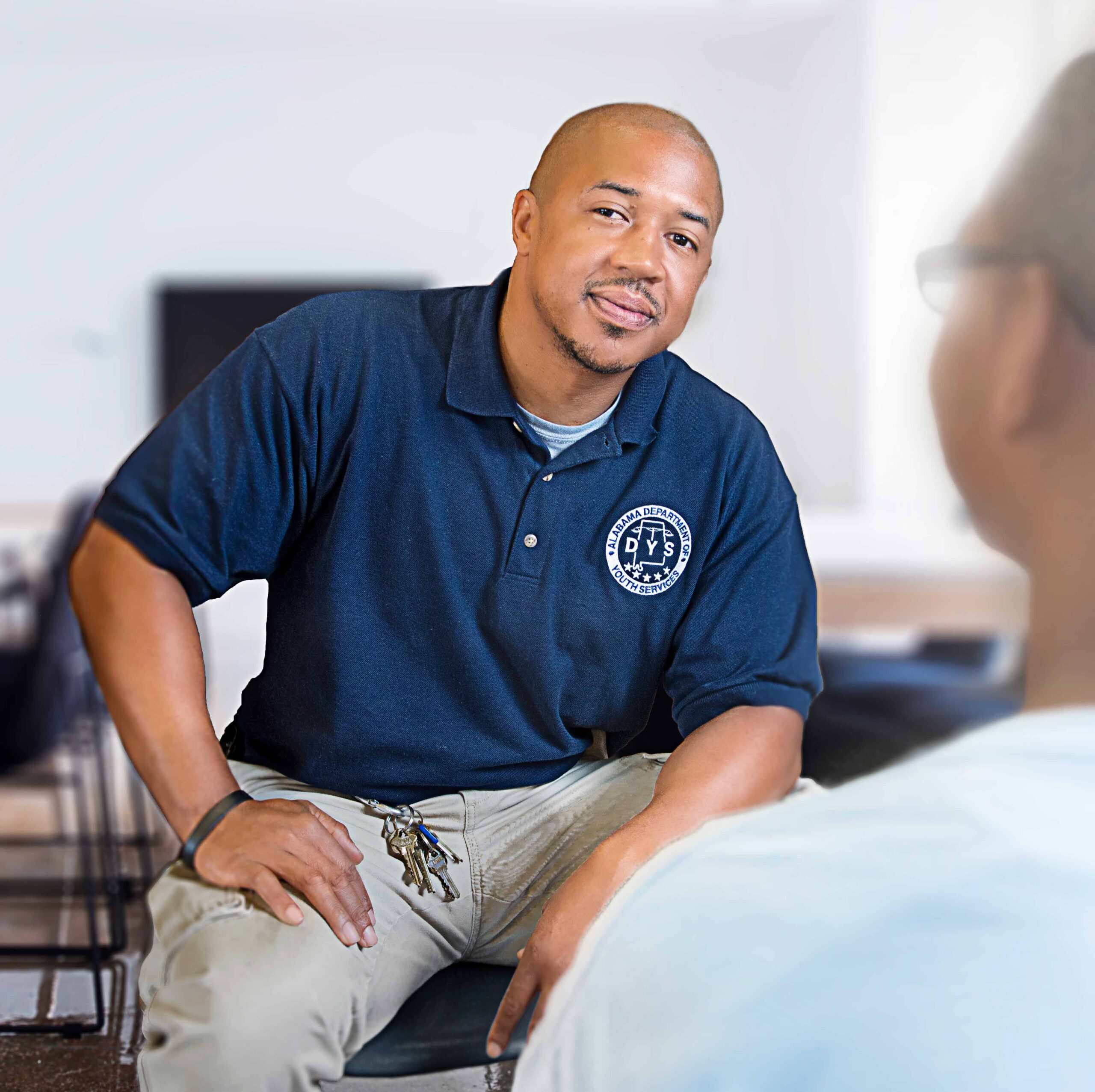 Staff talking to youth