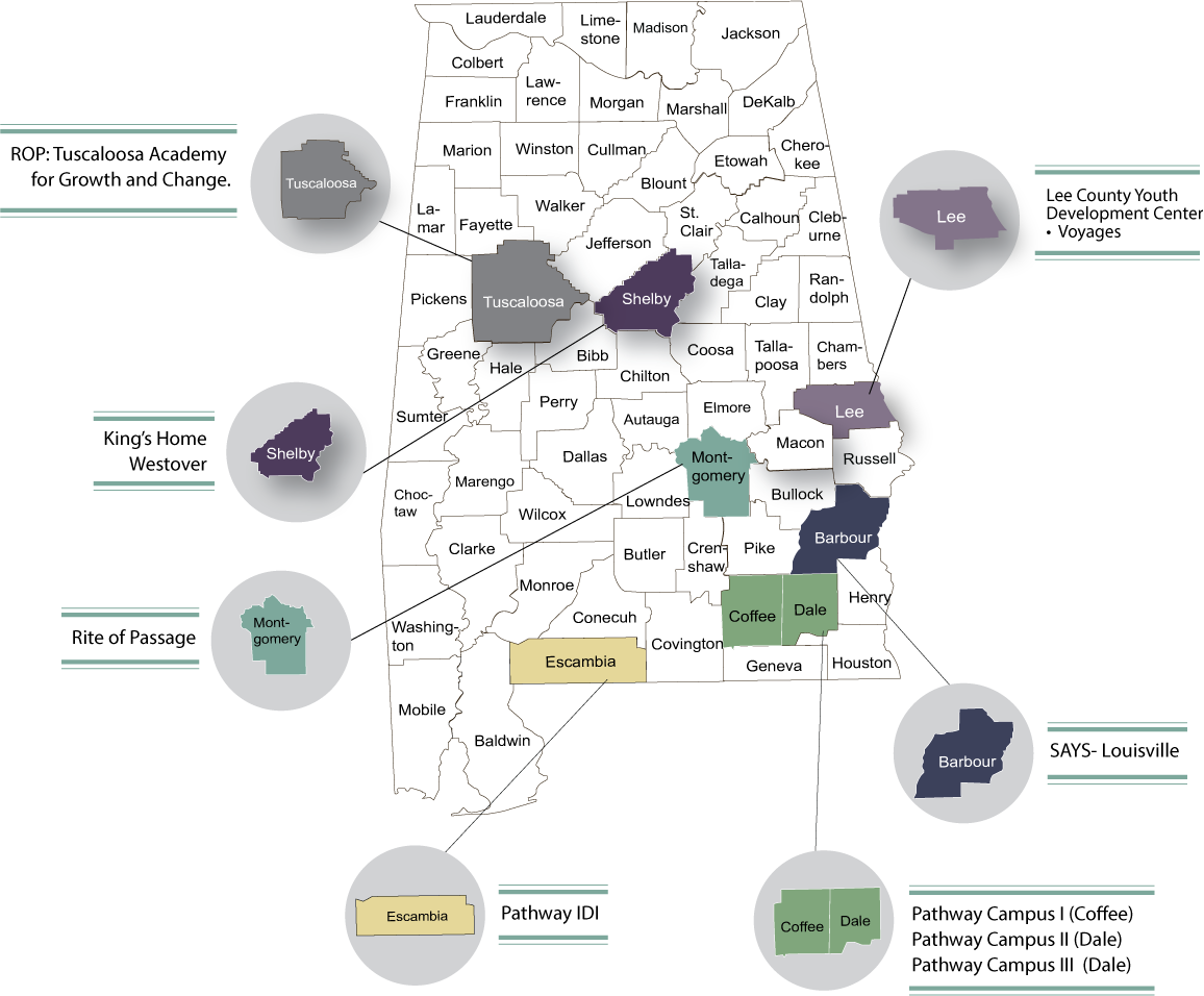 2025 Contract Residence Providers Located on Alabama Map
